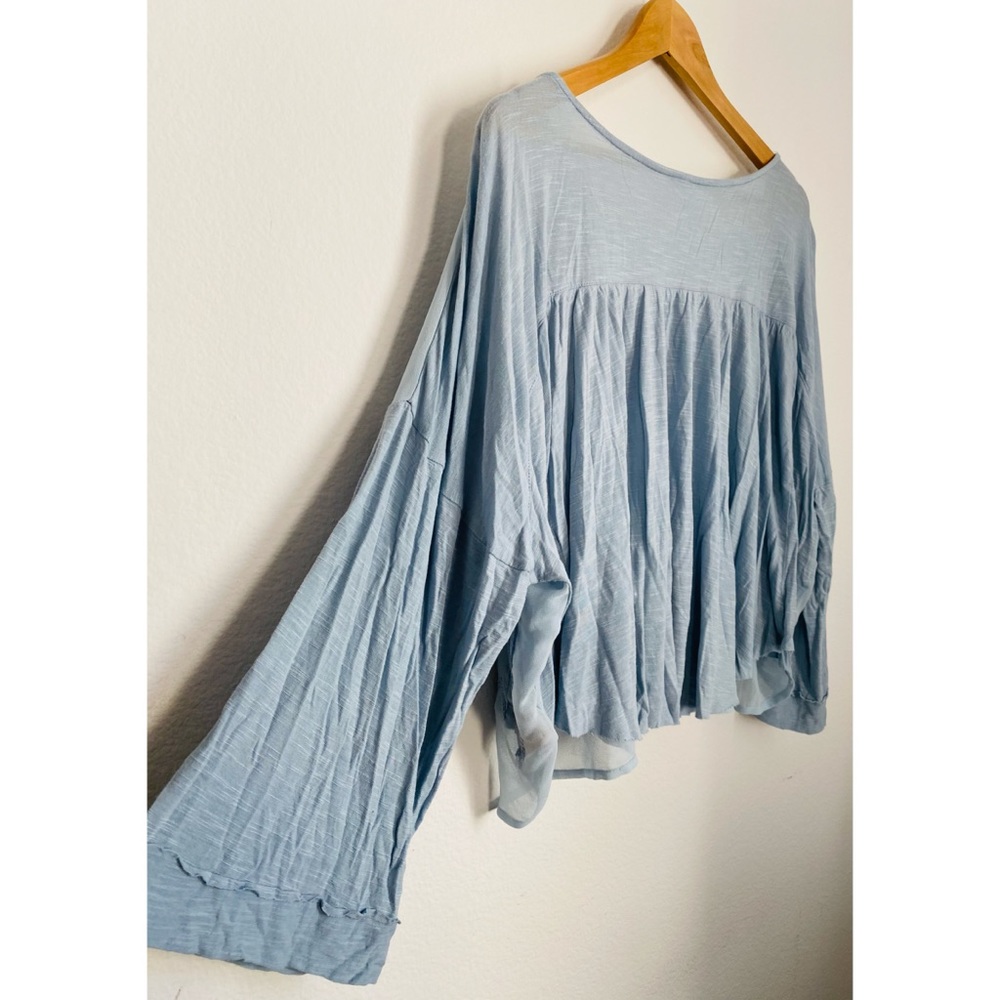 SOLD Free People • Sheer Blue Embroidered Eyelet Blouse - Picture 13 of 16